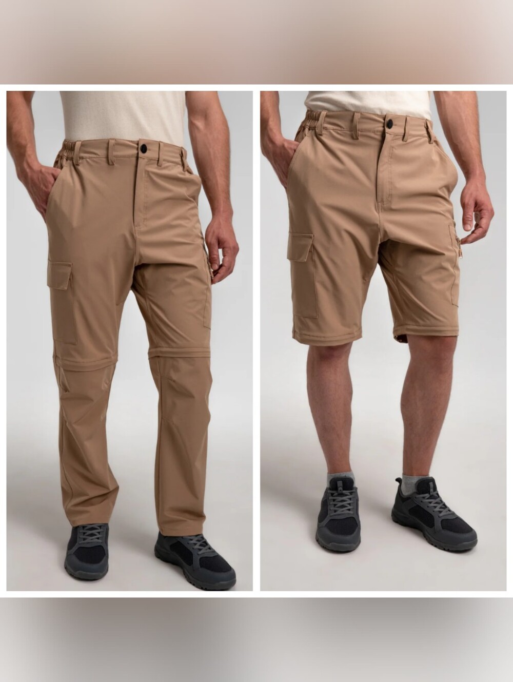 Northbound Gear Convertible Cargo Hiking Water Resistant Pants 38x30 Tan  NWOT